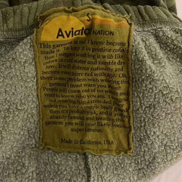 Aviator nation camouflage sweatpants with lightning bolt on the left pant leg. - Picture 2 of 4